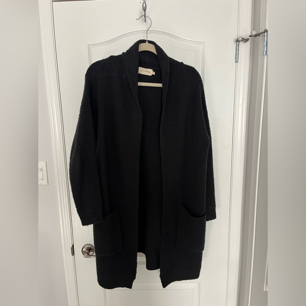 Fuzzy Black Open Front Cardigan